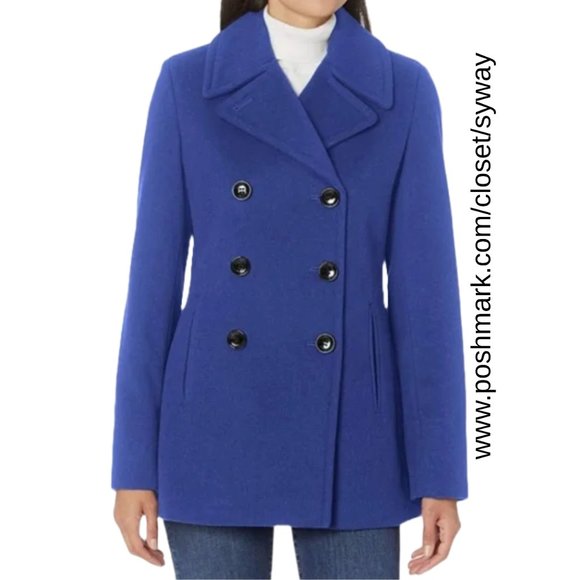 Calvin Klein Wool-Cashmere Double Breasted Pea Coat - Picture 1 of 17